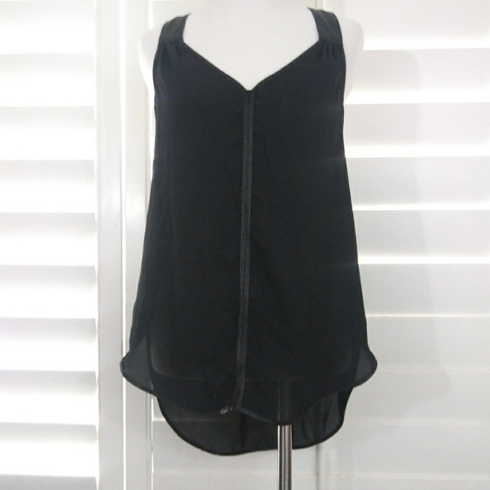 Rock & Republic black high low sleeveless top XS